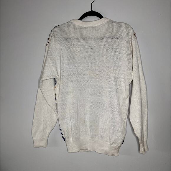 Vintage 1980s Sequins Sweater Princess Collection Rainbow Harlequin Design Sz L - Picture 16 of 16